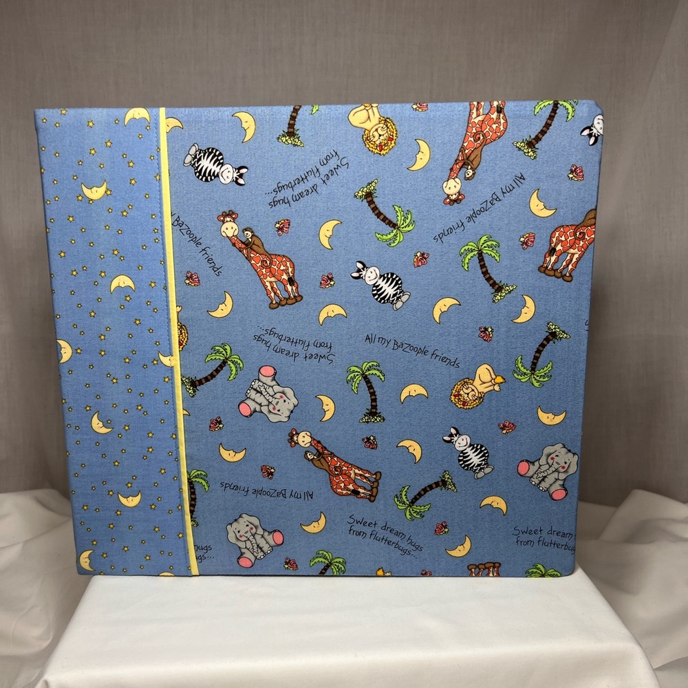 12x12 Baby boy girl Noah’s ark blue post bound fabric scrapbook photo album